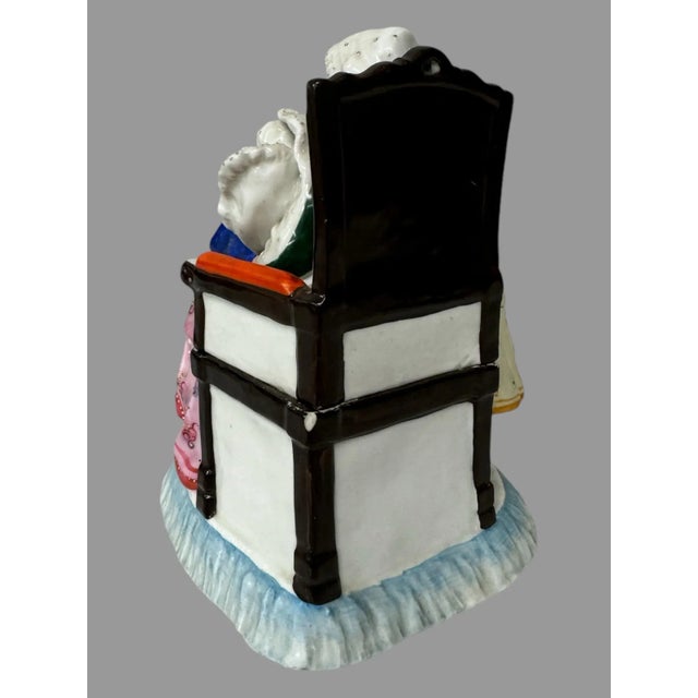 Late 19th Century Antique Staffordshire Porcelain Figural Inkwell of a Grandmother With Children For Sale - Image 5 of 12
