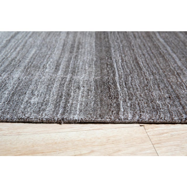 Contemporary 8x10 Traditional Fiona Ava Brown Open Field Handmade Wool Carpet Rug For Sale - Image 3 of 5