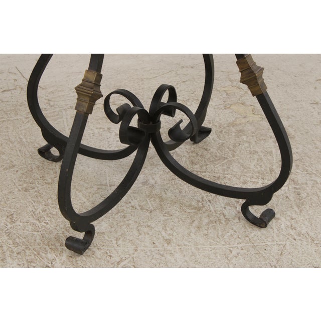 Round Cherry Top Wrought Iron Base Dining or Center Table For Sale - Image 11 of 14