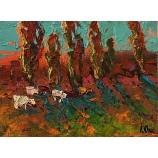 Oil Painting Autumn Evening in the Field Oksana Ivanyuk For Sale