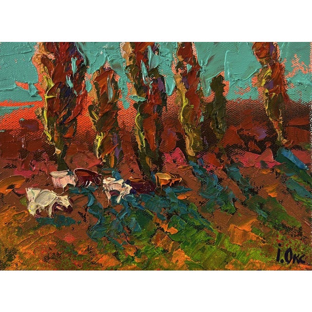 Oil Painting Autumn Evening in the Field Oksana Ivanyuk For Sale