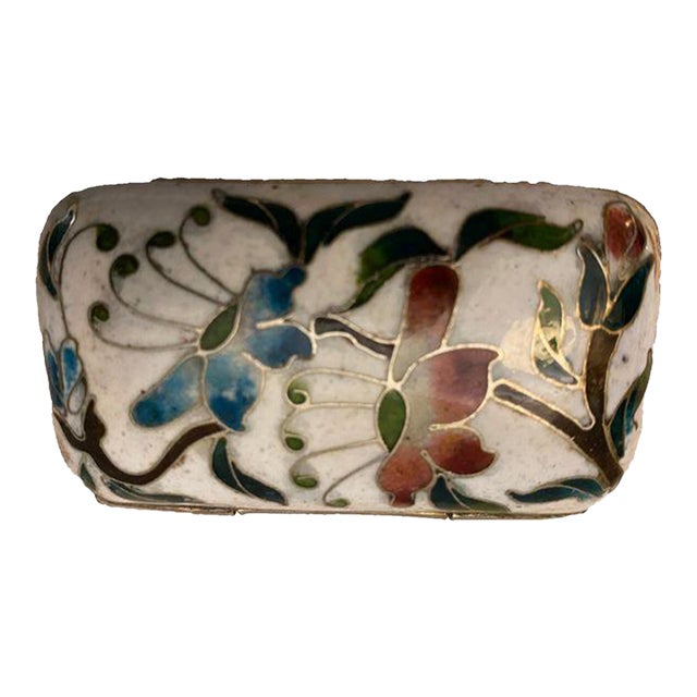 Early 20th Century Vintage Cloisonné HInged Rectangular Pill Box For Sale