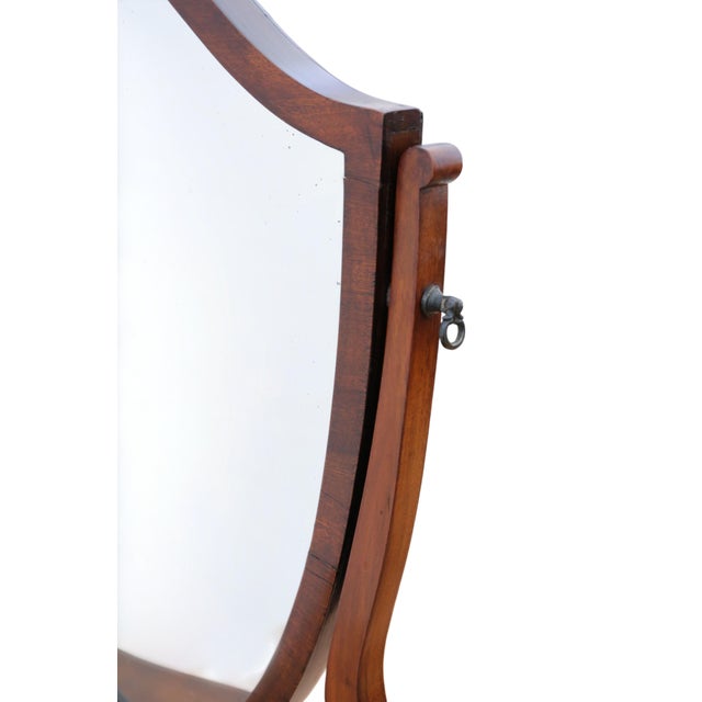 Antique Serpentine Shield-Shaped Mahogany Dressing Table Mirror, 19th Century For Sale - Image 4 of 10