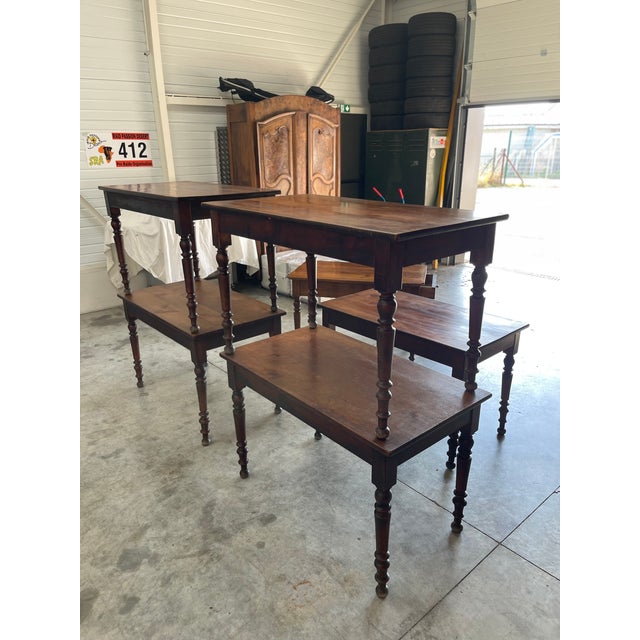 Tan Vintage French Wooden Bistro Coffee Tables, 1940, Set of 5 For Sale - Image 8 of 9
