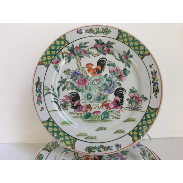 20th Century Chinese Colorful Porcelain Rooster Plates - Set of 4 For Sale - Image 6 of 13