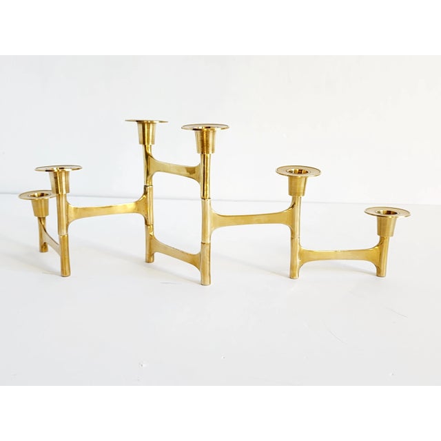 1960s Mid Century Modern Modern Danish Nagel Style Brass Articulating Candle Holder For Sale - Image 5 of 8