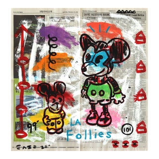 La Follies - Original Pop Street Art Acrylic Painting on Newspaper by Gary John For Sale