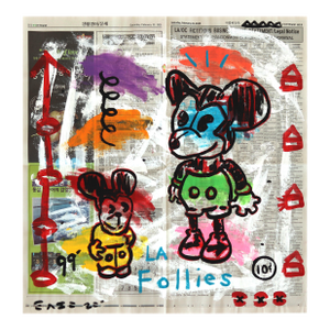 La Follies - Original Pop Street Art Acrylic Painting on Newspaper by Gary John