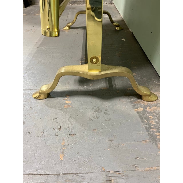 Brass Vintage Hollywood Regency Brass Cheval Mirror Hoof Feet For Sale - Image 8 of 12