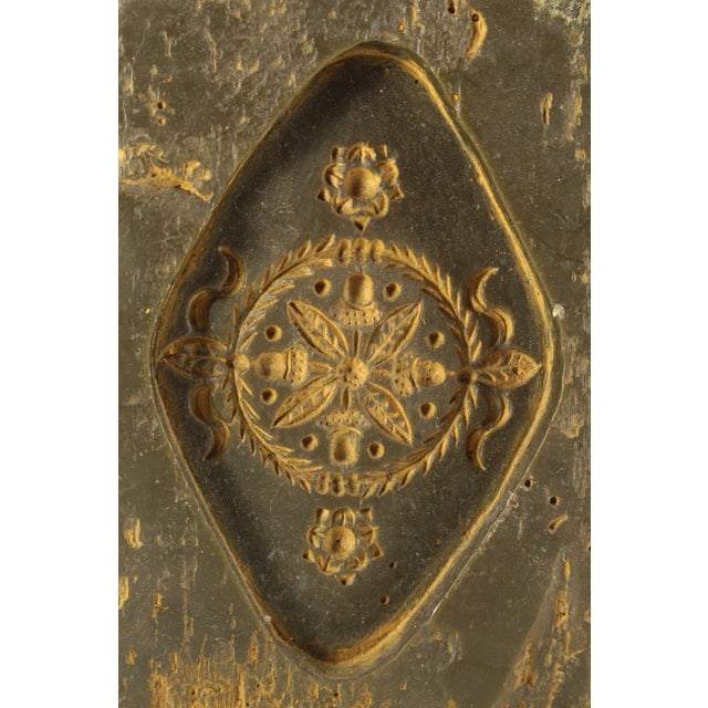 An impressive early rectangular wax mold for marzipan, biscuits or springerle cookies Beautiful design featuring a well...