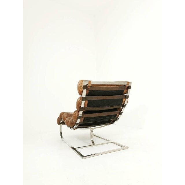 Mid-Century Corona Lounge Chair in Leather and Chrome by Ludwig Mies Van Der Rohe, 1980s For Sale - Image 5 of 11