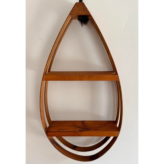 Vintage Danish Modern Teak Bent Wood Teardrop Hanging Shelf For Sale - Image 9 of 9