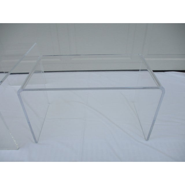 Lucite Acrylic Waterfall Side Tables -A Pair For Sale - Image 10 of 10