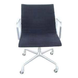 1950s Herman Miller Eames Aluminium Chair with Black Fabric