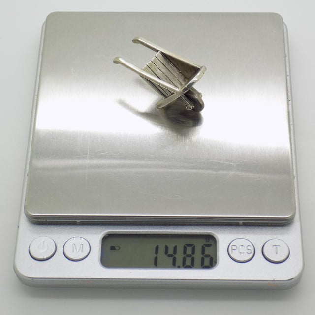 Vintage Italian Handmade Genuine Silver Wheelbarrow Dollhouse Miniature by Raspini Gioielli, 1980s For Sale - Image 9 of 11
