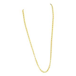 Vintage 18 Karat Yellow Gold 7.4 Gm, Link Chain, 3.22 mm Necklace, 18.5" Long For Sale