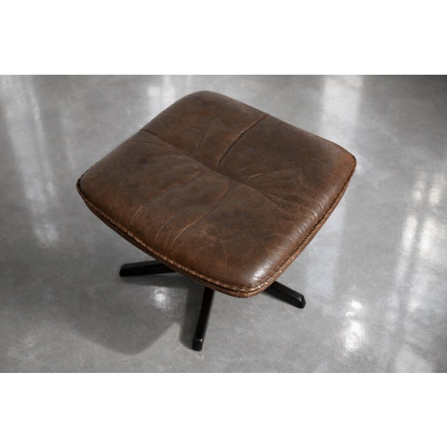 Set of Mid-Century Danish Modern Brown Leather Adjustable Easy Chair and Ottoman from Berg Furniture, 1970s For Sale - Image 13 of 18