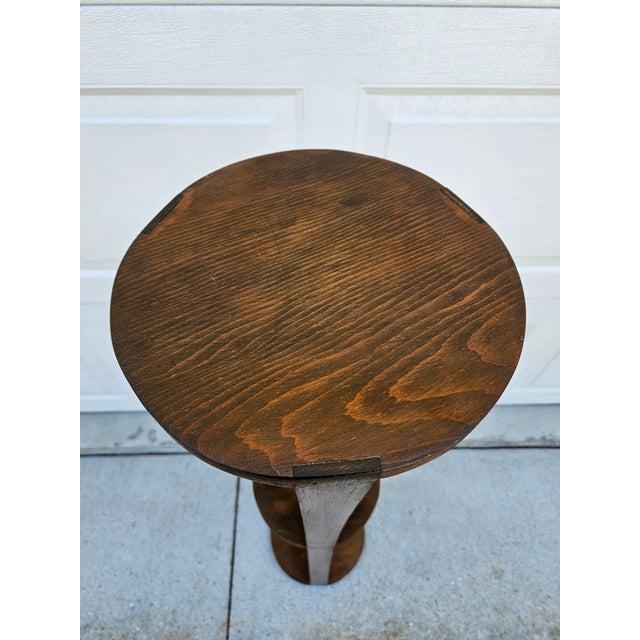 Brown Tall Three Tier Mission Style Hourglass Plant Stand For Sale - Image 8 of 10