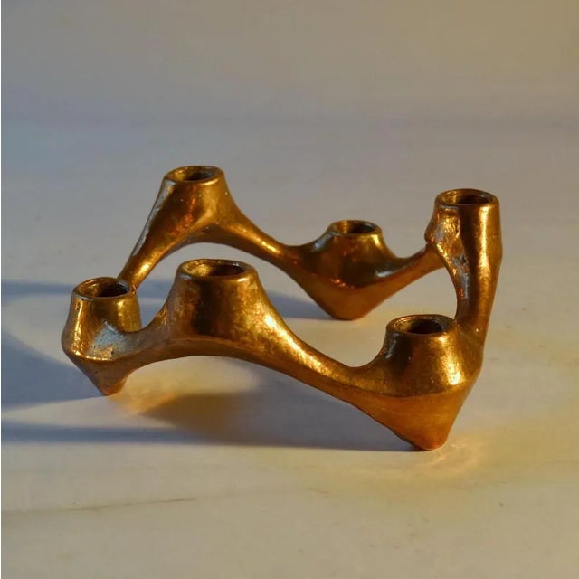 Bronze Candelabras for 6 Candles, 1970s, Set of 2 For Sale - Image 10 of 11