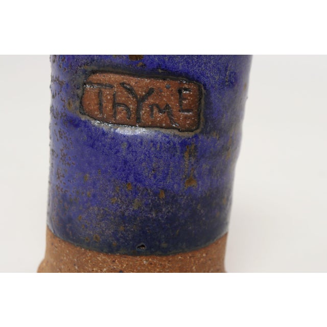 Vintage Studio Pottery Indigo "Thyme" Herb Cylindrical Vessel by Deanna Nichols For Sale - Image 10 of 16