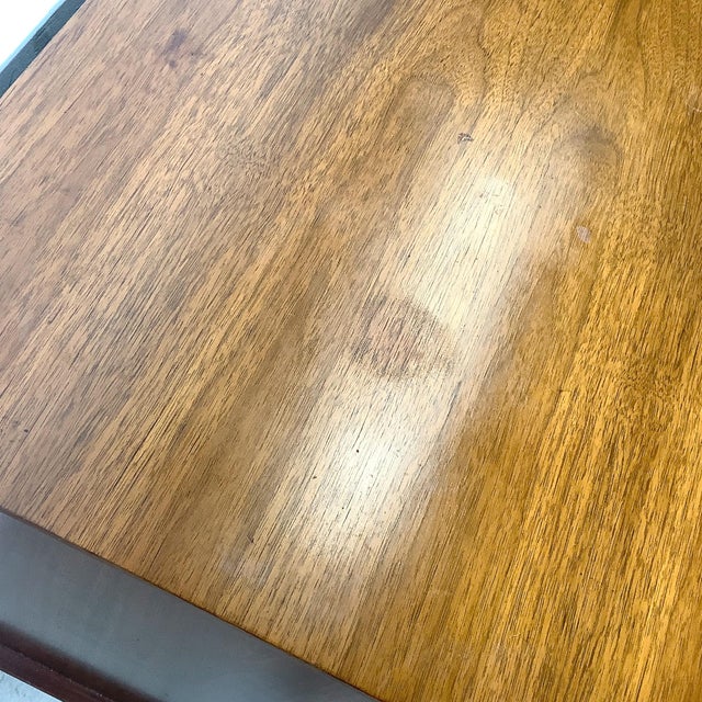 Vintage Mid-Century Modern Walnut Dresser With Sculpted Wood Pulls and Mirror For Sale - Image 12 of 12