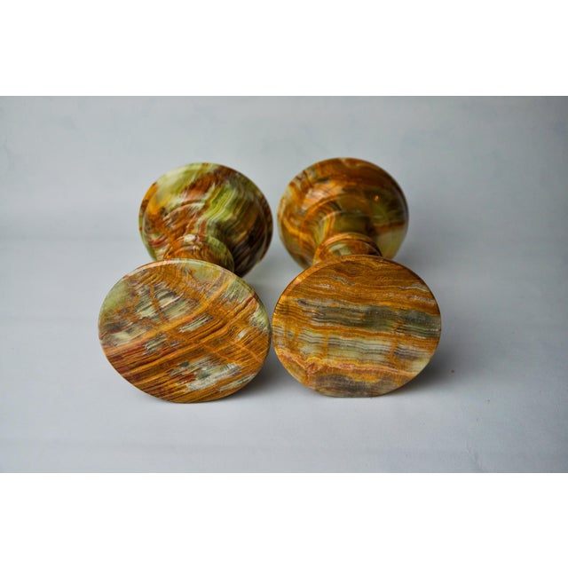 Metal Onyx and Brass Candlesticks, Italy, 1980, Set of 2 For Sale - Image 7 of 9