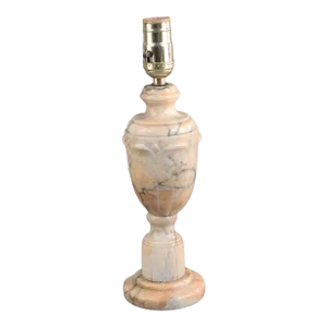 Mid 20th Century Neoclassical Hand Carved Italian Caramel Marble Urn Table Lamp