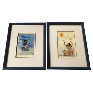 Maxine Noel, Spirits, 1970s, Paintings, Framed, Set of 2 For Sale