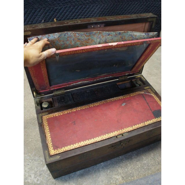 Brown 19th Century Antique English Regency Rosewood Writing Slope Box For Sale - Image 8 of 13