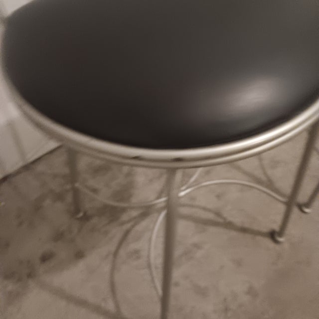 Vintage Charleston Forge Swivel Barstool With Black Upholstered 3 Pc Set. For Sale - Image 12 of 18