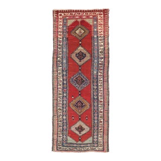 1920s Antique Hand-Knotted Caucasian Runner Rug For Sale