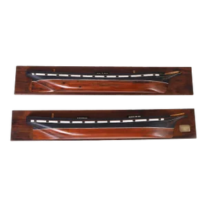 Pair of Carved Wood Iron Ship Half Hull Models