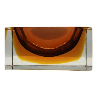 Rectangular Ashtray in Murano Glass attributed to Flavio Poli for Seguso, 1960s For Sale