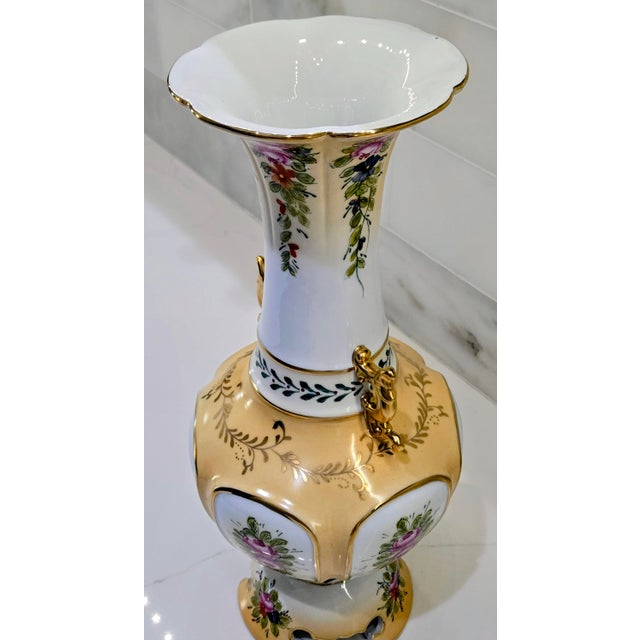 Late 19th Century Richard Klemm Dresden Antique Hand-Painted Floral Porcelain Vase With Gold Gilt Handles, Germany For Sale - Image 5 of 13