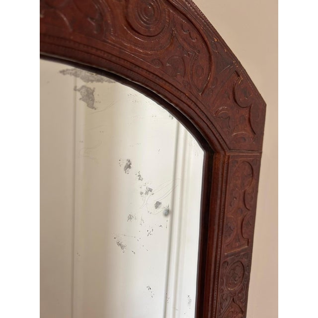 Brown Embossed Leather Mirror, 1970 For Sale - Image 8 of 10