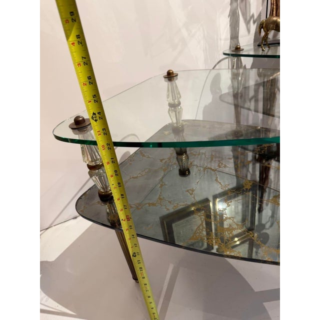 Mid-Century Two-Tier Glass & Crystal Column Side Table For Sale - Image 9 of 9