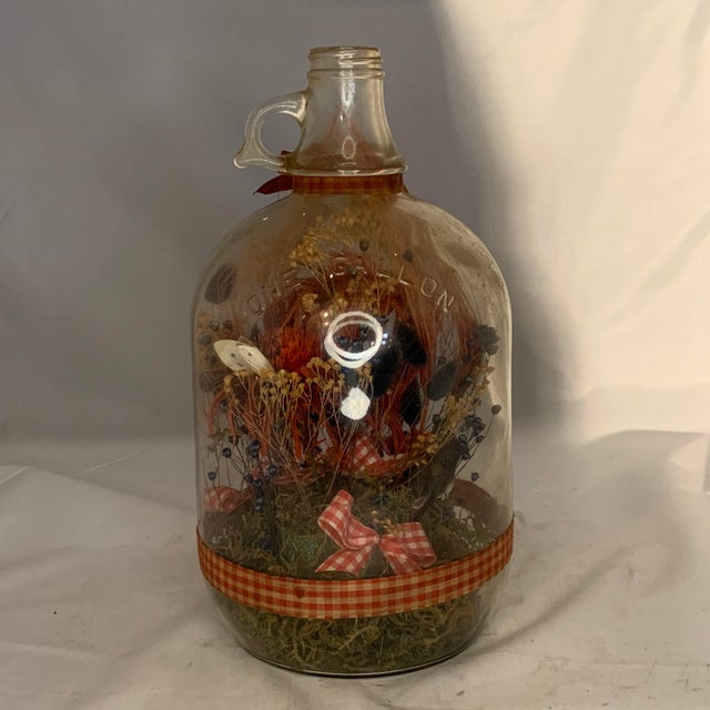 Folk Art Floral Bird Scene in One Gallon Jug For Sale - Image 6 of 10