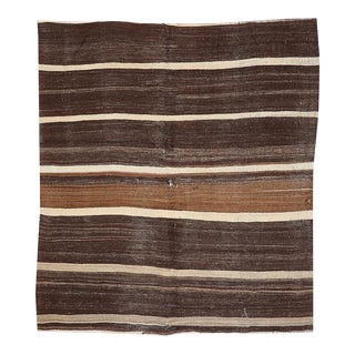 Brown Vintage Striped Kilim Rug For Sale
