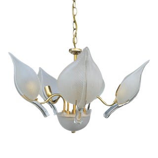 Vintage Italian Murano Glass and Brass Chandelier Sculptural For Sale