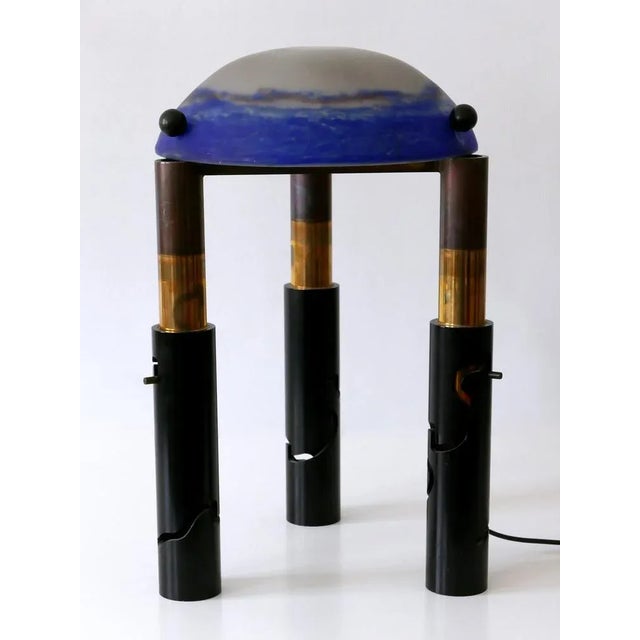 Black Monumental & Adjustable Solid Brass and Glass Table or Floor Lamp, 1980s For Sale - Image 8 of 18
