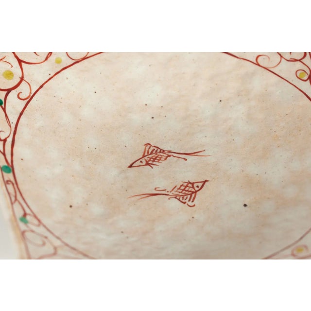 Ceramic Glazed Square Plate With Hand Painted Designs For Sale - Image 10 of 12