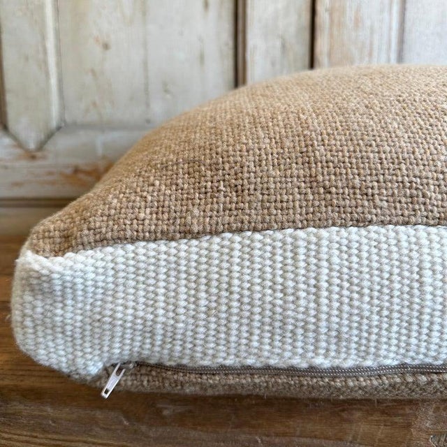 Mid-Century Modern Inez Gold Wool Textured Pillow For Sale - Image 3 of 4