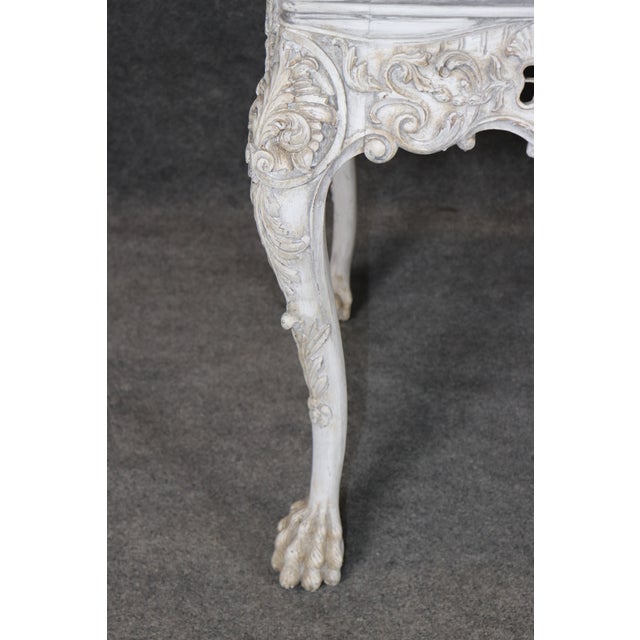 Distressed Painted White Georgian Style Figural Masque Center Table C. 1940s Era For Sale - Image 12 of 12