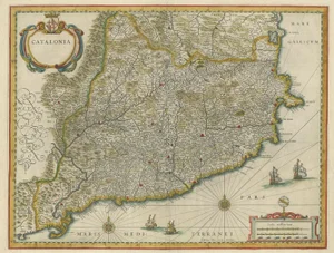 Antique Map of Catalonia from Blaeu, 1650