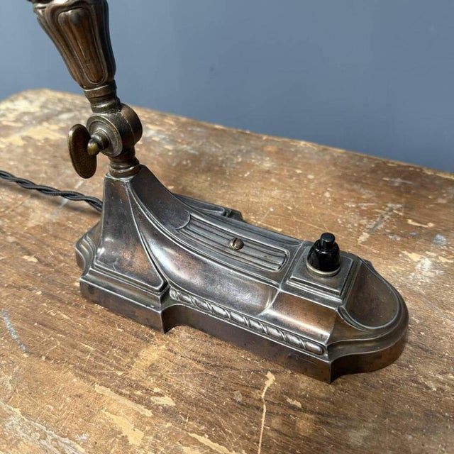 Antique Art Nouveau Table Lamp with Frosted Glass Shade For Sale - Image 12 of 18