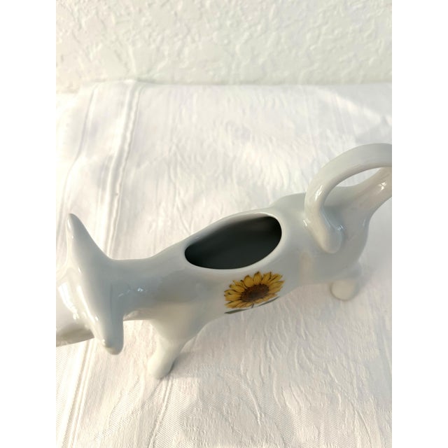 French Country Cordon Bleu Sunflower Bovine Creamer For Sale - Image 3 of 4
