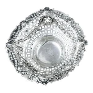 Art Nouveau Sterling Silver Pierced Repoussé Candy Dish