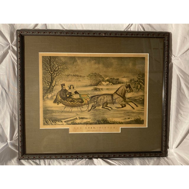 Mid 19th Century Americana Currier and Ives Original Large Folio (1853): Rare Original 1853 “The Road Winter” For Sale - Image 5 of 12