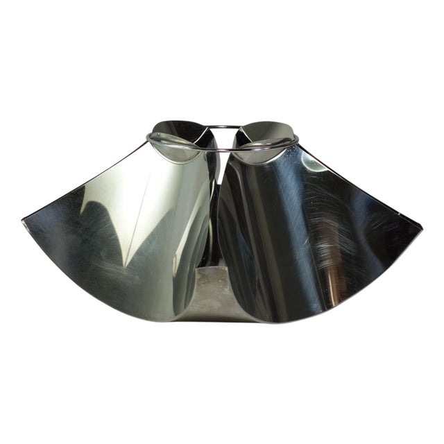 Modernist Italian Steel Centerpiece by A. Panzeri for Robots Milano, 1970s For Sale