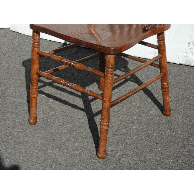 Set of Six Vintage Oak Pressback Dining Room Chairs ~ French Country 2of 2 For Sale - Image 12 of 12